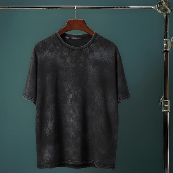 Black - Acid wash Dropshoulder tshirt