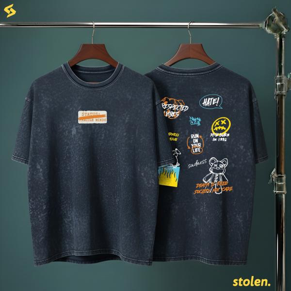 Fragile- Acid wash Dropshoulder tshirt