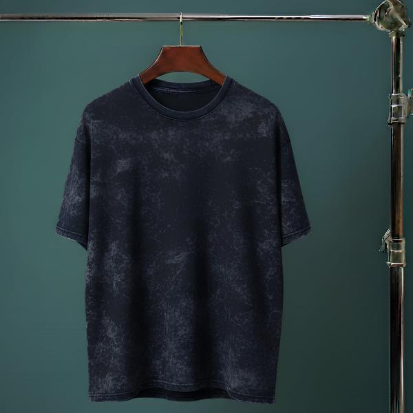 Navy Blue - Acid wash Dropshoulder tshirt